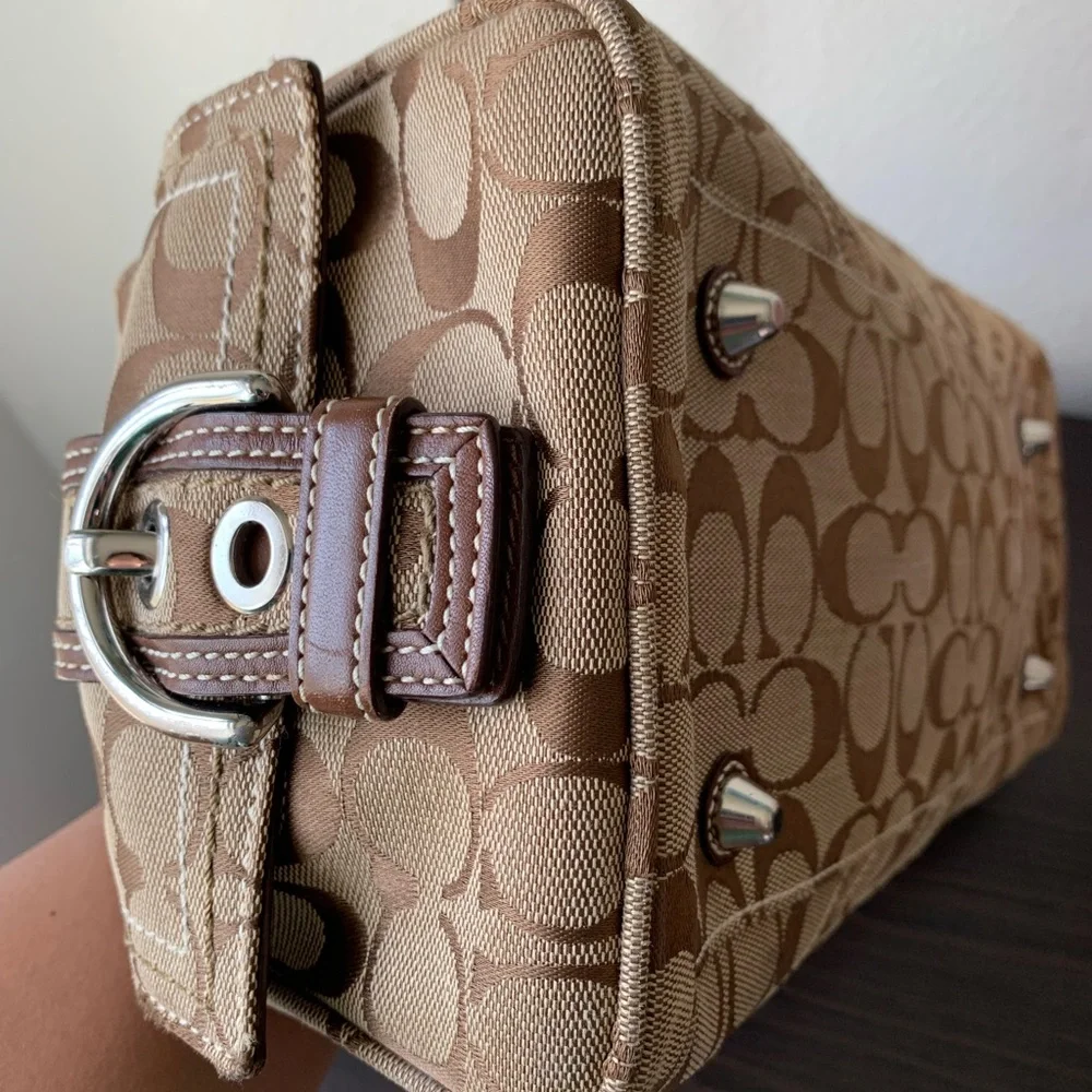 Coach Tan and Brown Signature Satchel - Picture 7 of 16